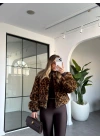 LEOPAR DESEN BİSİKLET YAKA PREMİUM KÜRK