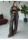 Leopar Desen Gabardin Takım