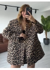 Leopar Desen Oversize Ceket