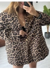 Leopar Desen Oversize Ceket