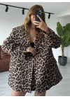 Leopar Desen Oversize Ceket