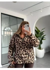 LEOPAR DESEN PELUŞ SWEATSHİRT