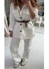 Leopar Kemer Detaylı Gabardin Takım
