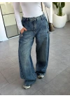 MAVİ BAGGY YANLARI KEMER AKSESUARLI JEAN