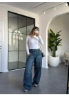 MAVİ BAGGY YANLARI KEMER AKSESUARLI JEAN