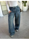 MAVİ BAGGY YANLARI KEMER AKSESUARLI JEAN