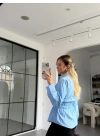 MAVİ BELİ LASTİKLİ GÖMLEK