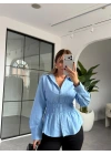 MAVİ BELİ LASTİKLİ GÖMLEK