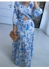 MAVİ ÇİÇEKLİ ELBİSE
