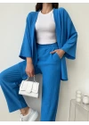 Mavi Gofre Kimono Takım