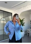 MAVİ İNCE ÇİZGİLİ GÖMLEK