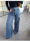 MAVİ KUŞAKLI WİDE LEG JEAN