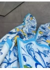MAVİ LİMON DESEN KISA KOLLU PANTOLON TAKIM