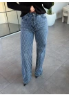 MAVİ TAŞ İŞLEMELİ WİDE LEG JEAN