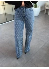 MAVİ TAŞ İŞLEMELİ WİDE LEG JEAN