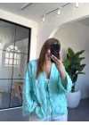 Mint Püsküllü Bağlamalı Gömlek