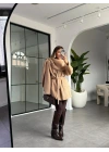 MOCHA OMUZDAN ŞALLI KAŞE CEKET