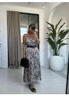 MÜRDÜM KEMER DETAY ASKILI SATEN ELBİSE