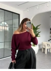 BORDO OYSH MARKA YARASA KOL BLUZ