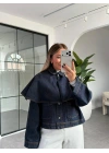 PELERİN DETAY JEAN CEKET