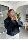PELERİN DETAY JEAN CEKET