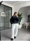 PELERİN DETAY JEAN CEKET