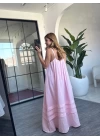 PEMBE ASKILI MÜSLİN ELBİSE
