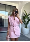PEMBE ASTARLI YELEK ETEK TAKIM