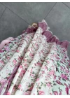 PEMBE ÇİÇEK DESENLİ AYARLANABİLİR ASKILI ŞİFON ELBİSE