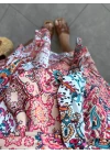 PEMBE ETNİK DESEN TEK KOL  ELBİSE