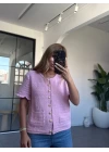 PEMBE GOLD DÜĞMELİ KISA KOL TRİKO HIRKA