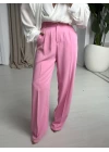 PEMBE GOLD DÜĞMELİ PİLELİ PANTOLON