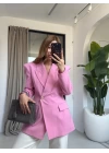 PEMBE GOLD DÜĞMELİ VATKALI CEKET