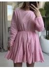 PEMBE KUŞAKLI FİSTO ELBİSE