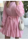 PEMBE KUŞAKLI FİSTO ELBİSE
