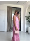 PEMBE NAKIŞLI YELEKLİ ELBİSE