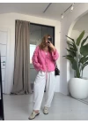 Pembe Püsküllü Bağlamalı Gömlek