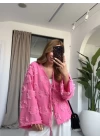 Pembe Püsküllü Bağlamalı Gömlek
