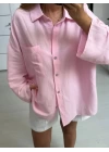 PEMBE SALAŞ KETEN GÖMLEK