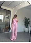 PEMBE SIFIR KOL CROP PANTOLON TAKIM