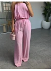 PEMBE SIFIR KOL CROP PANTOLON TAKIM