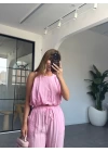 PEMBE SIFIR KOL CROP PANTOLON TAKIM