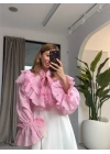 PEMBE VOLANLI TASARIM GÖMLEK