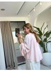 PEMBE YAKA BÜZGÜ DETAY BLUZ