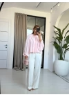 PEMBE YAKA BÜZGÜ DETAY BLUZ