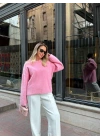 PEMBE YUMOŞ DOKULU KAŞMİR KAZAK