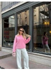 PEMBE YUMOŞ DOKULU KAŞMİR KAZAK