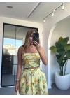 SARI ÇİÇEKLİ CROP ETEK TAKIM