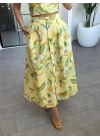 SARI ÇİÇEKLİ CROP ETEK TAKIM