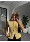 SARI GOLD DETAYLI YELEK